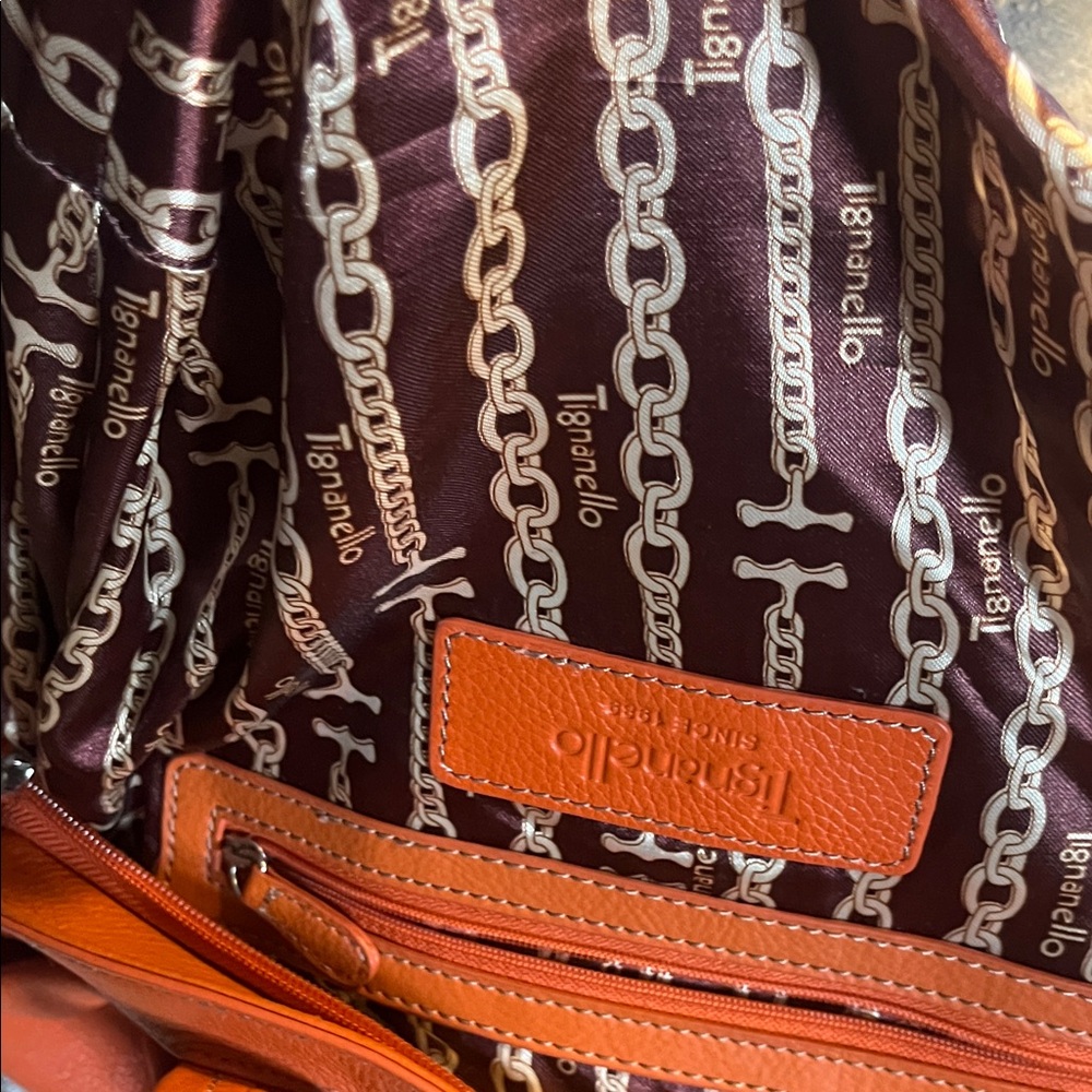 Vintage Tiganello Orange Leather Shoulder Bag - Picture 12 of 13